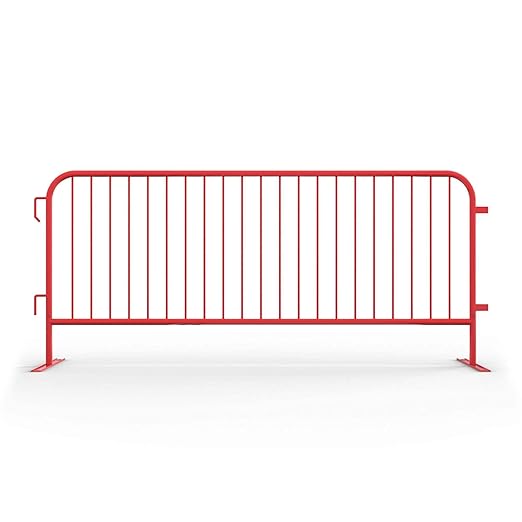 Angry Bull Barricades Metal Interlocking Steel Barricade (8.5 Ft. Heavy Duty, Flat Feet, Red Powder Coated, Set of 20)