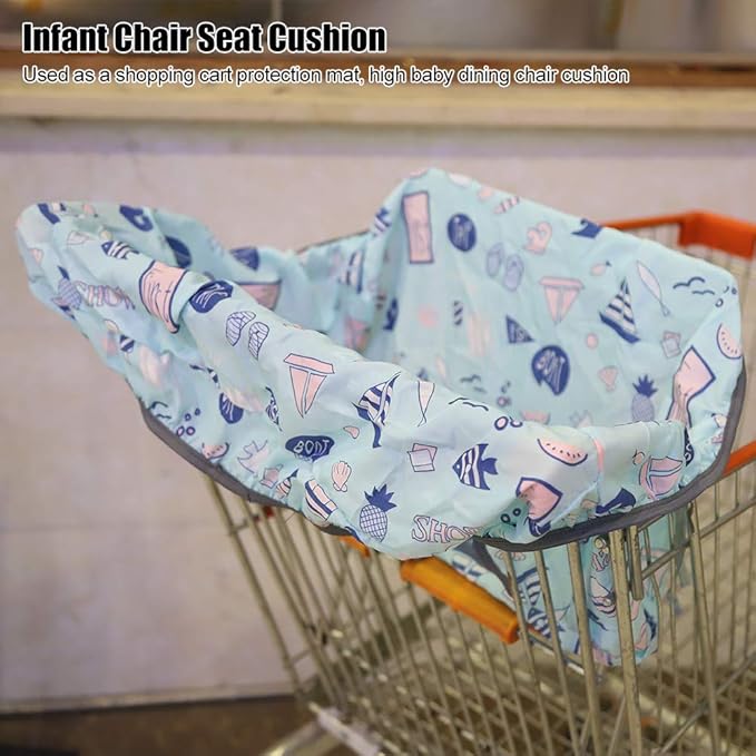 Portable Shopping Cart Cover with Infant Chair Seat Cushion, Machine Washable, Multipurpose Storage Bag for Unisex Babies