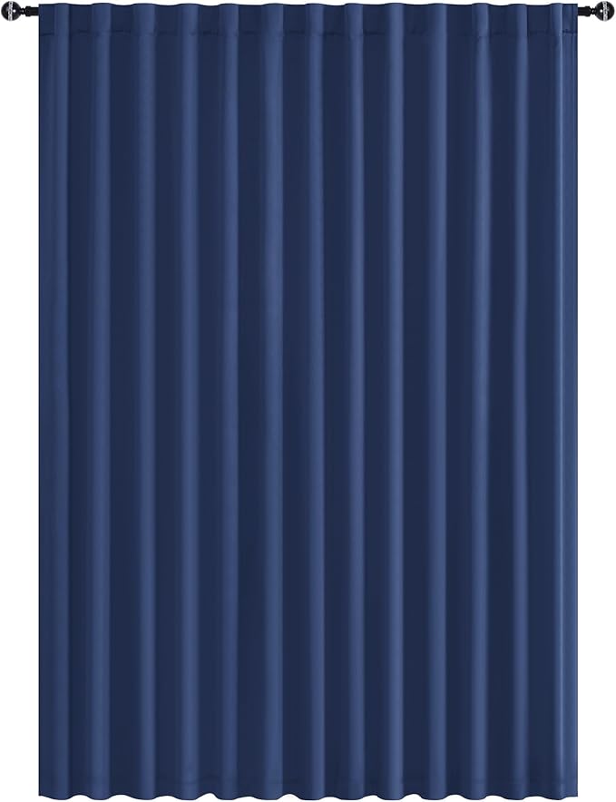 Hiasan Blackout Patio Sliding Door Curtain Extra Wide Thermal Insulated Blind Privacy Room Divider Curtain with Back Tab & Rod Pocket for Bedroom Partition Glass Door (100 x 84 Inches, Navy)
