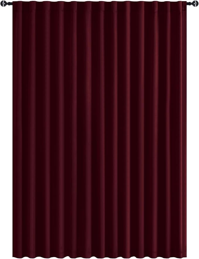 Hiasan Christmas Blackout Patio Sliding Door Curtain Extra Wide Thermal Insulated Privacy Room Divider Curtain with Back Tab & Rod Pocket for Bedroom Partition Glass Door (100 x 84 Inches, Burgundy)