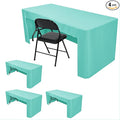 HolidayIdeas Open Back Fitted Tableclothss for 6 Foot Rectangle Table, Wrinkle Resistant Washable Table Covers 72x30 Inch for Craft Fairs, Banquets, Baby Shower, Aqua,4 Pcs