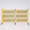GYMTIME Expandable Barricade, Metal Safety Barrier with Casters, Retractable Traffic Fence, Portable Mobile Temporary Gate, Upgrade Stainless Steel Edge Posts, Yellow and Black, 23 Feet