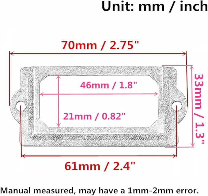 [32 Pack] Antique Copper Office Library File Drawer Cabinet Card Tag Label Holder Metal Frame 70mm x 33mm