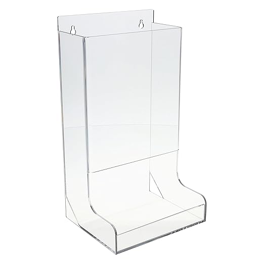 AHS Acrylic Glove Dispenser – Heavy-Duty Clear Holder for Gloves, Masks, Glasses, Shoe Covers, Hair Nets, Trash Bags & More | Freestanding Mount | 8.5"L x 7.2"W x 15.4"H | Pack of 1