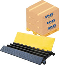 Kable Kontrol Atlas Heavy Duty Cable Protector Ramp - 3 Channel Bulk Wholesale Pallet - 10 Pcs - 36” Long Black & Yellow – 44000 Lbs Capacity - Rubber Speed Bump Wire Protector Cord Cover – CP9986
