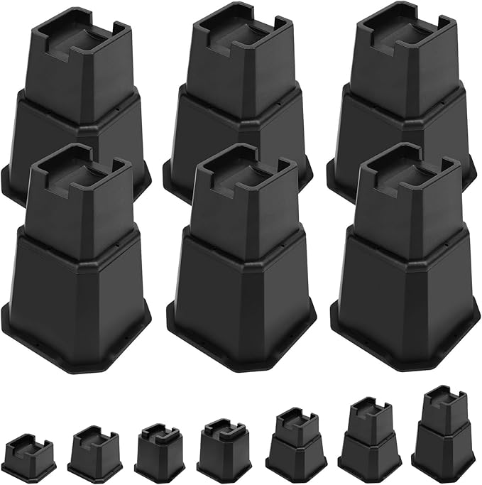 shouwuhho Bed Risers 8 inch, Furniture Risers Elevation in Heights 8 Inch Heavy Duty, Bed Lift Risers for Caster Wheels or Posts of Bed Table Couch, Support up to 6000 lbs, Black, 6 Pack
