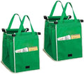 2Pack Reusable Shopping Trolley Bags Grab and Go Bag Collapsible Grocery Tote Bags with Handles, Clip on Shopping Cart As Seen On TV