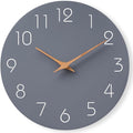 Mosewa Wall Clock 12 Inch Gray Silent Non Ticking Battery Operated Modern Simple Clock Decorative for Kitchen Home Bedroom Bathroom Office Living Room