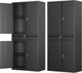 Metal Storage Cabinet with with Drawer, Garage Storage Cabinet with Locking Doors and Adjustable Shelves for Garage, Home Office,Warehouse (Black)