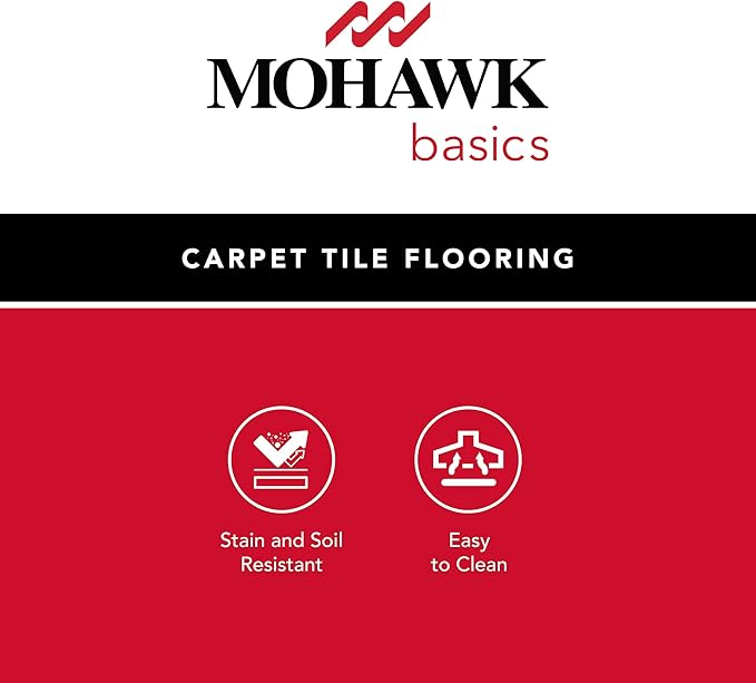 Mohawk Basics 24" x 24" Berber (Loop pile), 0.09" Pile Height, Carpet Tile, PET Fiber, Navy Color, (24 Tiles), (96 sqft/carton)
