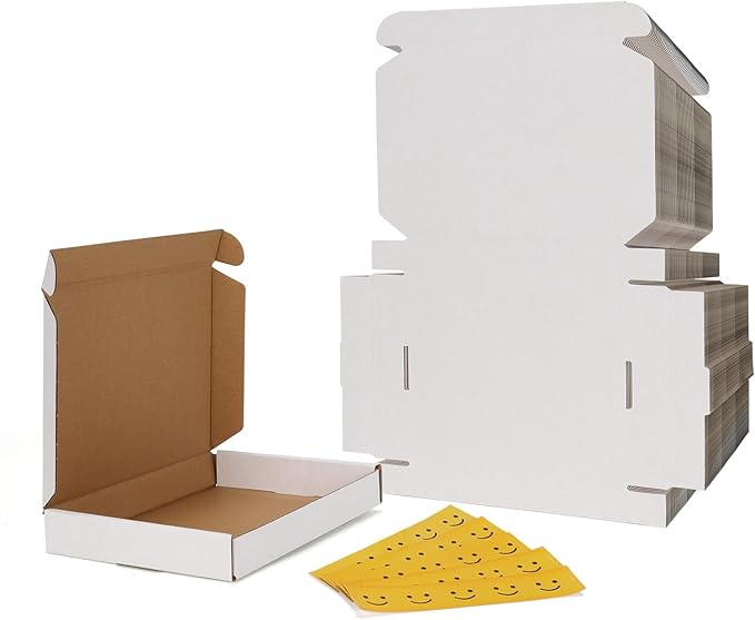 RLAVBL 7x5x1 Shipping Boxes Set of 50, White Small Corrugated Cardboard Box, Mailer Box
