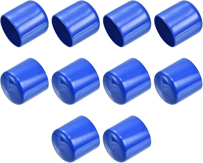 uxcell 10pcs Rubber End Caps 40mm(1 9/16") ID Vinyl Round End Cap Cover Screw Thread Protectors Blue