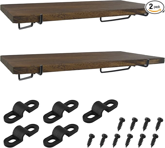 G.CORE 2 Pack Wooden Pegboard Shelves with Brackets, Peg Board Shelf Hooks Assortment Organizer Accessory, Various Tools Storage Arrange System Kit, for Garage Craft Workshop Workbench Hobby Office