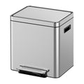 Dual Compartment Trash Can - 2 X 4 Gal (2 x 15L) Stainless Steel Trash Can, Double Sorting Bin with Soft Close Lids, Removable Inner Bucket, Step-on Recycling for Kitchen Home Office