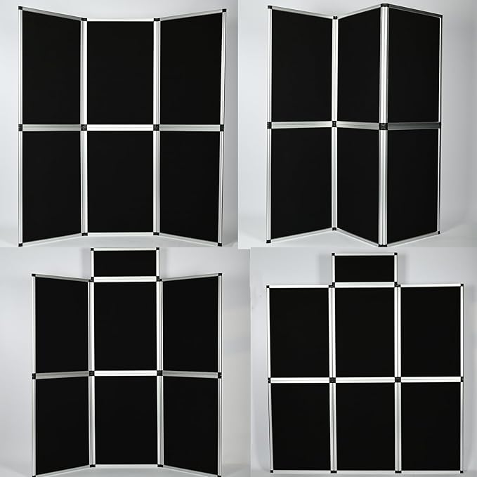 6+1 Panel Trade Show Presentation Board, 82.6" H x 70.8" W Portable Display Panel System, Folding 6 Panels Exhibition Boards Single Sided Tabletop Display 6 Panels,Hook & Loop-Receptive Fabric