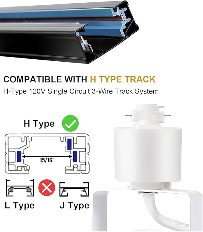10W LED Track Lighting Heads - Adjustable H Type Track Lights for Retail & Artwork, Cool White 4000K, 1000lm, 120V, 24° Angle Halo Type, White, Pack of 20