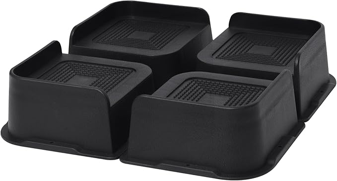 Bed Risers 2 inch, 3 inch, 4 inch, 6 inch or 8 inch Heavy Duty Furniture Risers, Up to 6000 Lbs L Shaped Design Bed Lifts Blocks for Couch Desk Sofa Table (Black, 2 Inch 4 Pack)