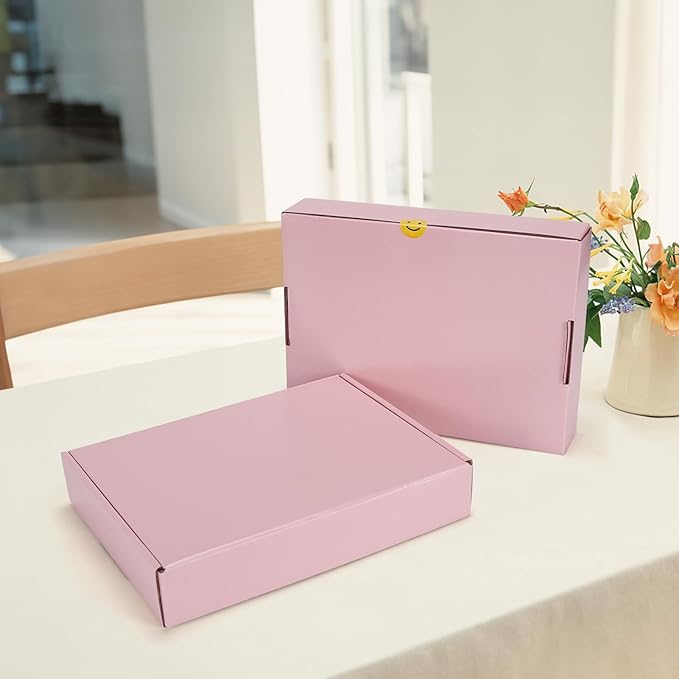 HORLIMER 11x8x2 inches Shipping Boxes Set of 25, Pink Corrugated Cardboard Gift Box for Packing, Mailing, Small Business