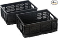 Heavy Duty Plastic Milk Crates for Storage, 4-Pack Stackable Storage Bins for Organizing, Collapsible Storage Basket with Handle for Groceries, Suitable for Home Office School Store, Black