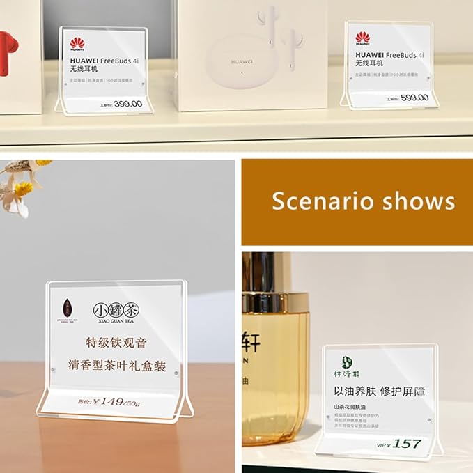 Acrylic Sign Holder Price Tag Displays Table Top Sign Stand (A：150*150mm/5.9*5.9 inches)