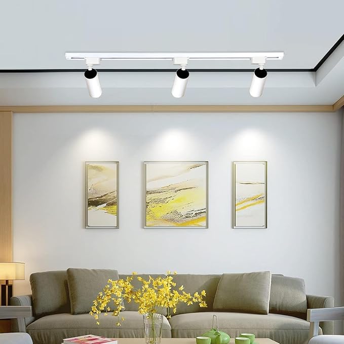 Super Brightness 4000K Natural Light Dimmable Brightness 25W 2000lm White H Type LED Track Lighting Kit System with 26 FT Track Rails, Ceiling Spotlight Fixture with Installation Package
