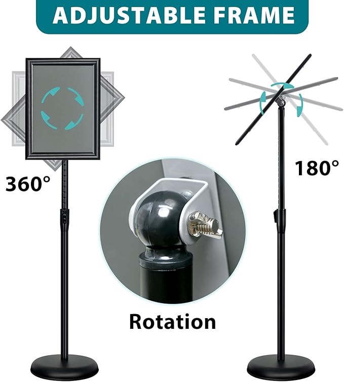 6Packs Sign Holder Stand 8.5 x 11 - Adjustable Heavy Duty Poster Sign Stands for Display 8.5 x 11 - Floor Standing Sign Holder for Vertical and Horizontal Sign Displayed(Black)