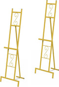 OUSHENG 2 Pack Easel Stand for Sign, Large Wedding Welcome Mirror Holder, Adjustable Free Standing Painting Rack with Chain Support for Display Poster Picture Frame Art, 17" x 17" x 58", Gold
