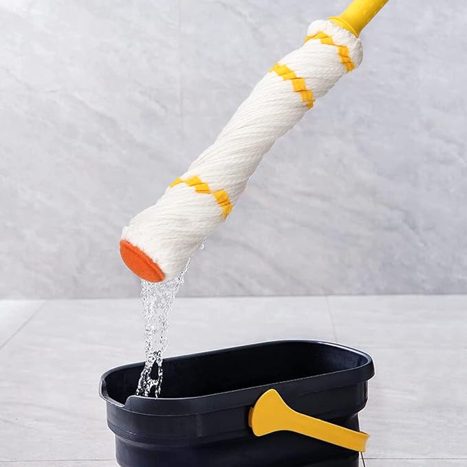 KeFanta Self-Wringing Twist Mop for Floor Cleaning, Long Handled Microfiber Floor Mop with Top Scouring Pad for Kitchen, Hardwood, Restaurant, Bathroom, Garages, Warehouses, Office,57-inch