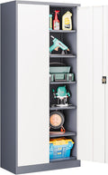 Metal Tool Storage Cabinet,Lockable File Cabinet with 2 Doors and 5 Adjustbale Shelves,Tall Cabinets for Garage Storage Systems for Home Office,Garage,Workshop