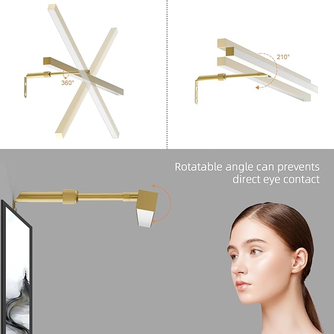 24" Plug in Picture Light for Paintings with Remote Control, 9W LED Art Display Lighting for Gallery, Dartboard, Artwork, Gold Finish Wall Mounted Picture Frame Light