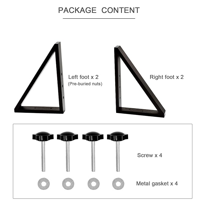 WELLAND Triangle Support Feet Set of 2 for 360 Degree Configurable Gate Collection, Solid Pine Wood, Easy to Install, 2 Pairs of Safety Fence Feet for Freestanding Pet Gates, Espresso (Only Feet)