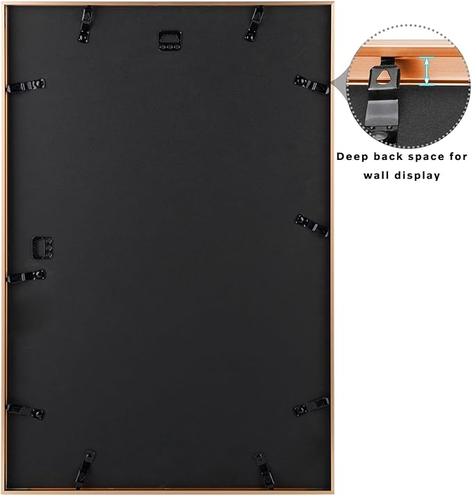 Frametory, 16x24 Metal Picture Frame with Mat for 12x18 Picture & Real Glass, Aluminum Photo Frame Collection (Rose Gold, 2 Pack)