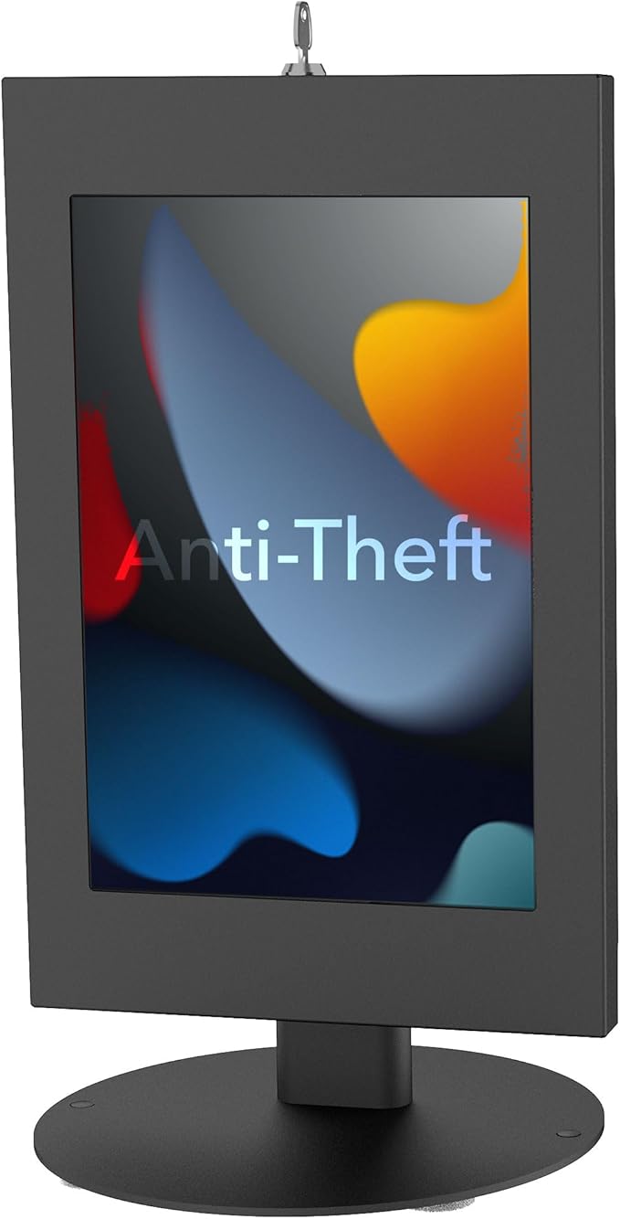 Mount-It! Lockable Tablet Countertop Stand for Samsung Tab A9+, S9, S9 FE, S8, A8 – Anti-Theft POS Stand, Fully Enclosed Security Case, Freestanding or Bolt-Down, Rotating & Tilting Display, Steel