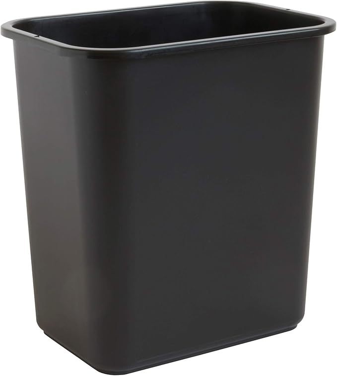 United Solutions 7 Gallon / 28 Quart Efficient Trash Wastebasket, Fits Under Desk, Small, Narrow Spaces in Commercial, Kitchen, Home Office, Dorm, Easy to Clean, Black (Pack of 1)