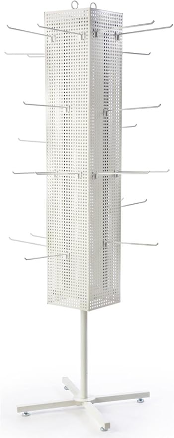 Floor Pegboard Spinner Rack, Magnetic, 68"H (White Steel)