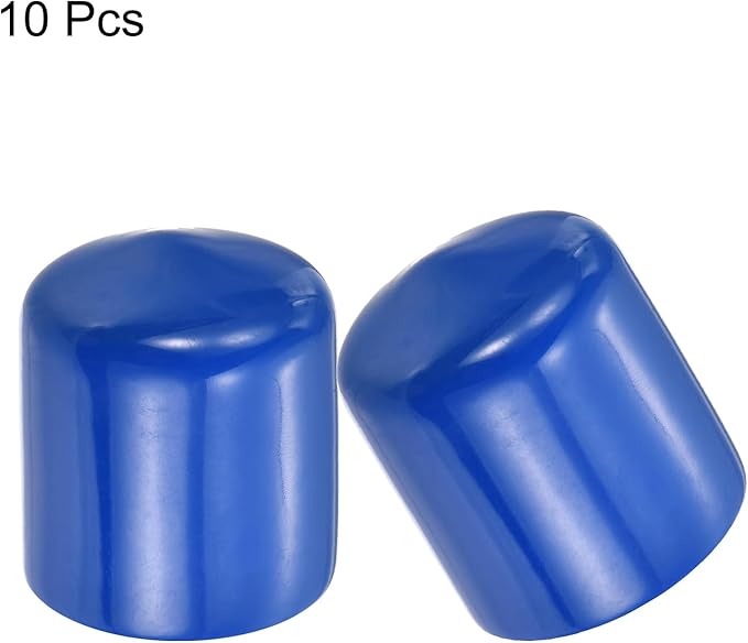 uxcell 10pcs Rubber End Caps 29mm(1 1/8") ID Vinyl Round End Cap Cover Screw Thread Protectors Blue