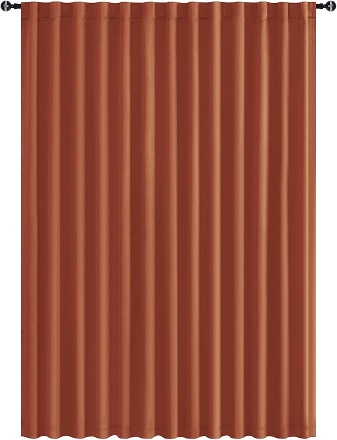 Hiasan Fall Patio Sliding Room Divider Door Curtains - Extra Wide Privacy Room Thermal Insulated Blackout Curtain with Back Tab & Rod Pocket for Bedroom Partition(100 x 108 Inches, Burnt Ochre)