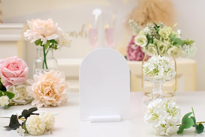 UNIQOOO 3" White Acrylic Stand | 10 Pack 3mm Slot Wedding Sign Holders, Perfect for Wedding, Table Number, Exhibition, Office, Restaurant, Business