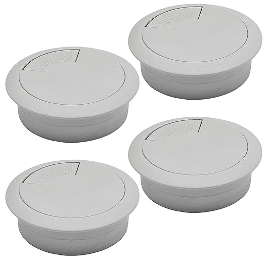 Desk Grommet 2-1/16" (53 mm), Desk Cord Hole Cover, Cable Grommet ABS Plastic, Desk Hole Grommet for Office and Home Table Cable, Detachable Adjustable Cable Cord Organizer (Light Grey 4 Pcs)