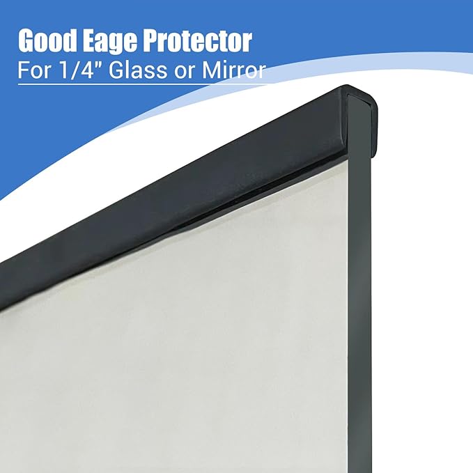 Rubber Edge Trim, Self-Adhesive U Channel Edge Trim, U Shaped Edge Protector for Glass, Mirror, Plywood, EPDM Material, Slot Width 1/4"(6.4mm), Length 10 Ft, Black