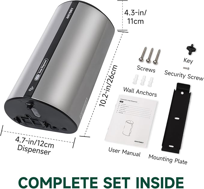 29fl.oz/850ml Commercial Automatic Liquid Soap Dispenser Wall-Mounted Large Capacity Model AD1209 Silver