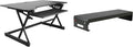 Rocelco 40" Height Adjustable Standing Desk Converter with AC Outlet USB Charger and Dual Monitor Stand - Tabletop Riser Computer Workstation - Sliding Keyboard Tray - Black (R DADRB-40-ACUSB-DMS)