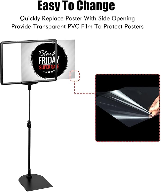 Retail Sign Holder for Display Indoor, Portable Signage Stand Double Sided Sale sign for Business Store Retail Market Vendor Advertising Trade Show Display (A4, 6Pack)