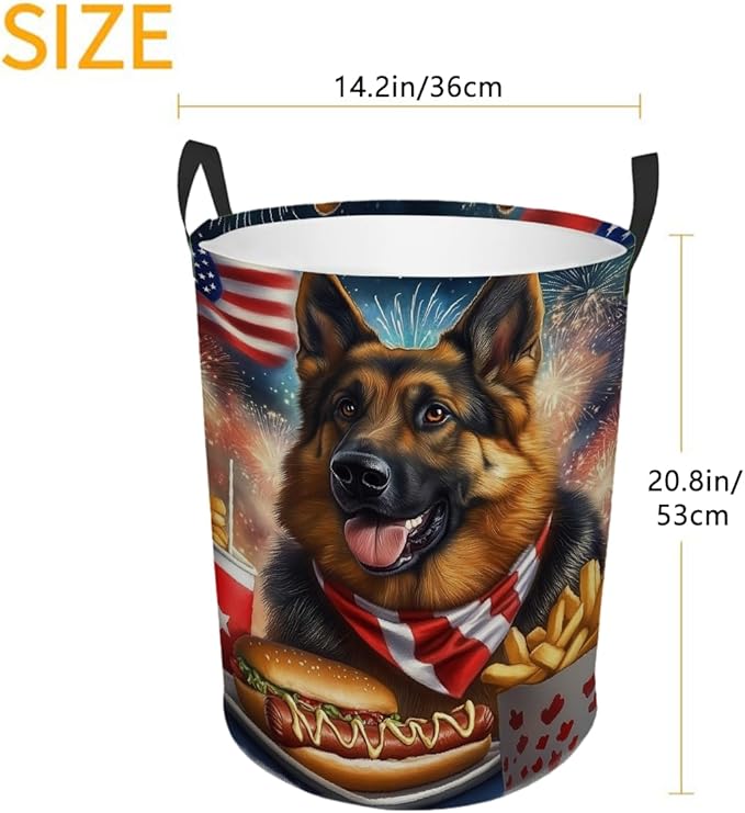 German Shepherd Food Laundry Basket Foldable Laundry Baskets With Handles for Bedroom Bathroom Toys Decorative Basket