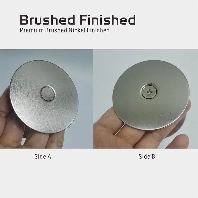 Door Hole Cover Plate, 2-5/8" Diameter Solid Steel, Hole Filler Plate (2, Satin Nickel)