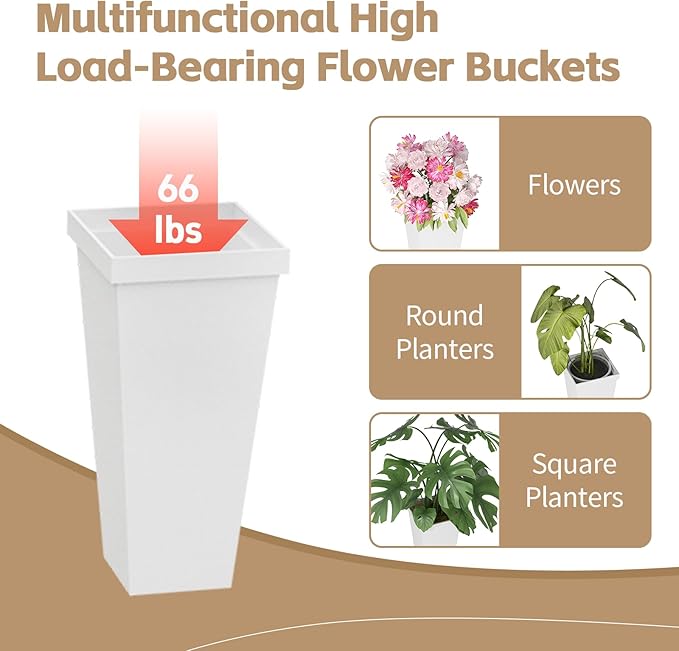 Flower bar Stand with Buckets, Moving Flower display stand with Wheels, Metal Flower cart for Bridal Shower, Wedding, Party, Garden, Gold