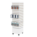 16”W * 16”D * 60”H White Slatwall Tower - Rotating and Rolling - Slatwall Display Tower - Rotating Spinner Rack for Store Fixtures and Display Retail - Boutique, Home
