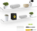 24 Inches Clear Floating Shelves for Wall, Acrylic Long Wall Shelf, Wall Mounted Shelves for Plants, Speaker, Radio, Funko Pop, Stuffed Animal, Books, Cosmetics, Toiletries, 2 Pack (24 Inch)