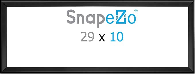 SnapeZo Photo Frame 10x29, Black, 1.25 Inch Aluminum Profile, Front-Loading Snap Frame, Wall Mounting, Professional Series
