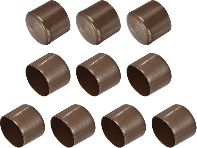 uxcell 10pcs Rubber End Caps 53mm(2 1/16") ID Vinyl Round End Cap Cover Screw Thread Protectors Brown